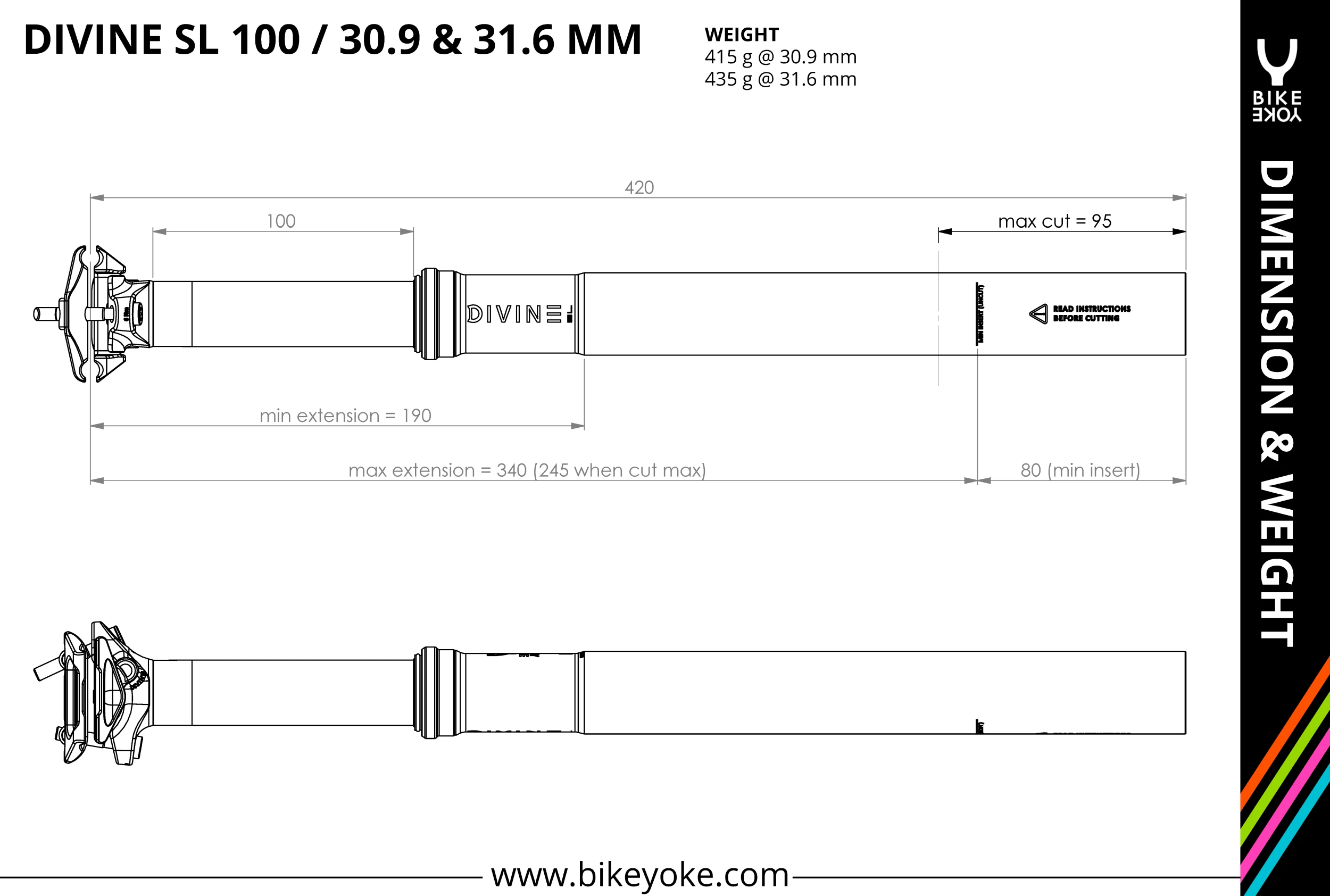 Bike Yoke BikeYoke Divine SL 100 Mm 31.6 Dropperpost (Uden Remote) - Billede 6