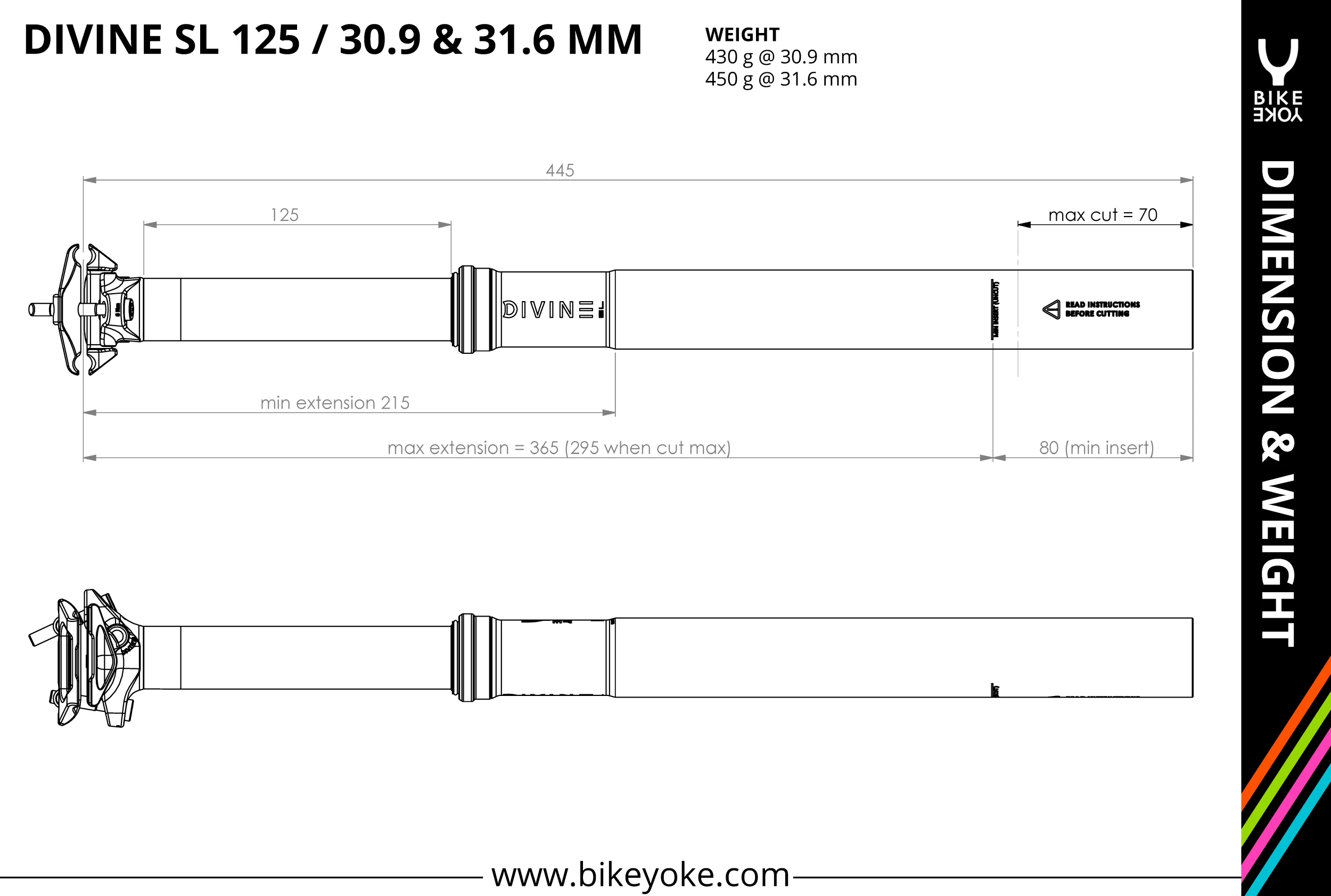 Bike Yoke BikeYoke Divine SL 125 Mm 30.9 Dropperpost (Uden Remote) - Billede 6
